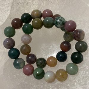INDIAN JASPER BEADED BRACELET, STRETCH CORD